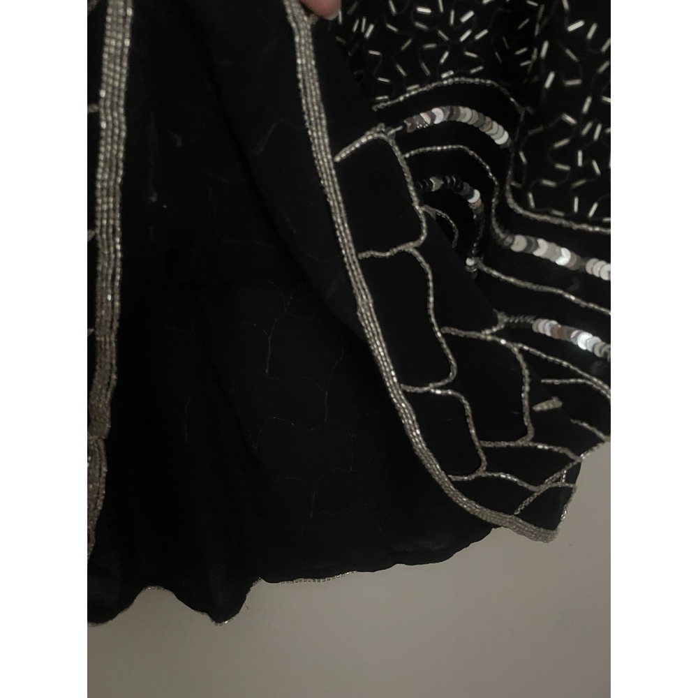 Vintage Judith Ann Creations M Skirt Gadsby Black Silk Sequin 20s Flapper NYE - Picture 6 of 10